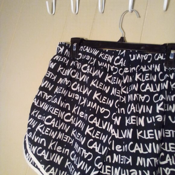 Calvin Klein Shorts Women L Athletic Active Running Spell Out Liner Black White - Picture 10 of 13